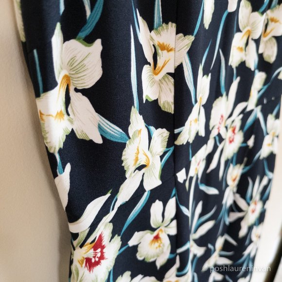 Black Shift Dress with Tropical Print – Women's Resort Wear - Size 6 - Picture 10 of 15